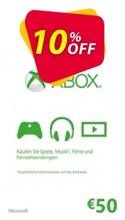 10% OFF Microsoft Gift Card - 50 Euro - Xbox One/360  Discount