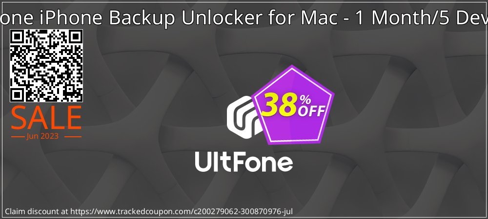 UltFone iPhone Backup Unlocker for Mac - 1 Month/5 Devices coupon on Camera Day sales