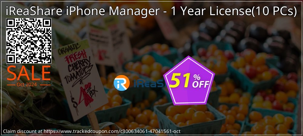 iReaShare iPhone Manager - 1 Year License - 10 PCs  coupon on National Savings Day offering sales