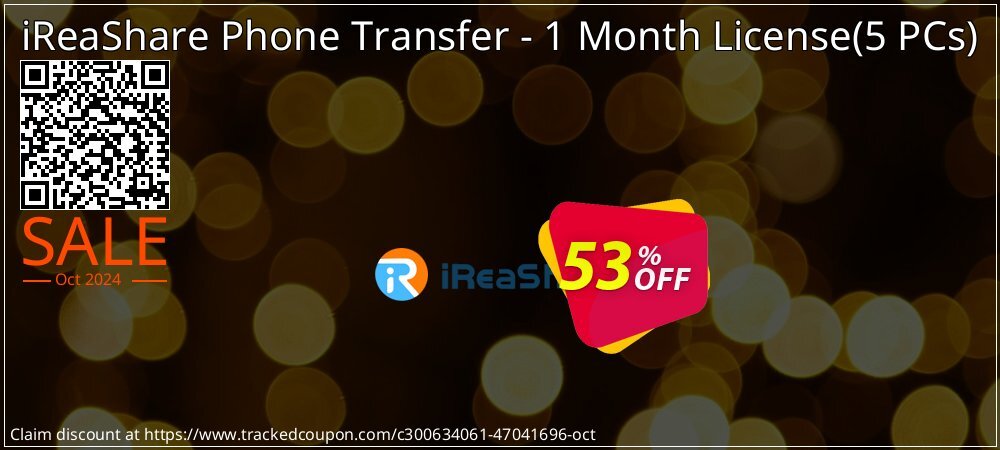 iReaShare Phone Transfer - 1 Month License - 5 PCs  coupon on ​Coffee Day offering sales