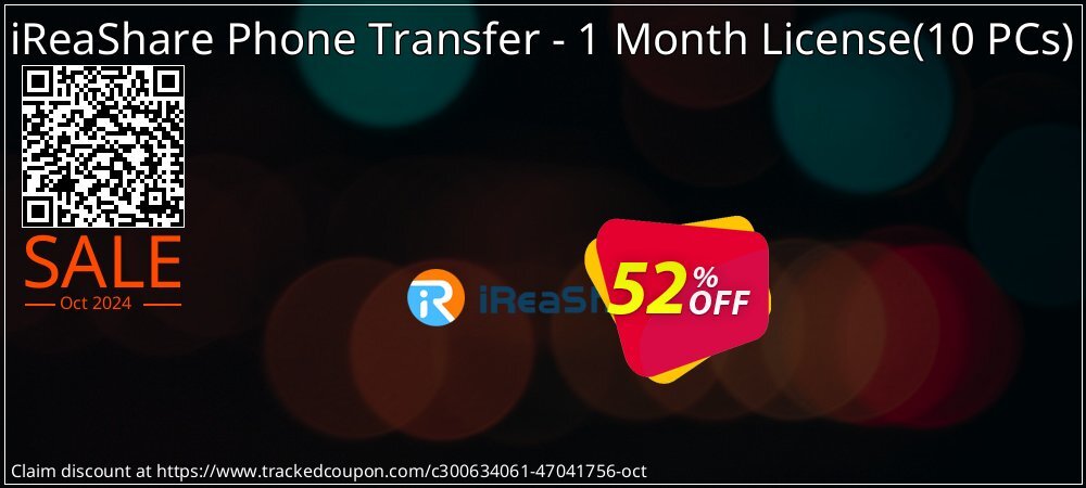 iReaShare Phone Transfer - 1 Month License - 10 PCs  coupon on Halloween offer