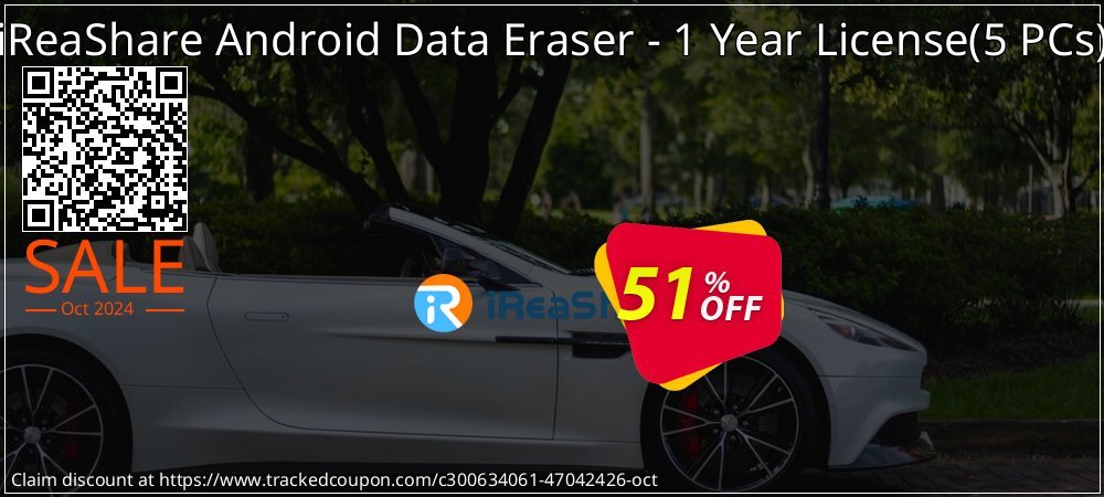 iReaShare Android Data Eraser - 1 Year License - 5 PCs  coupon on World Smile Day super sale