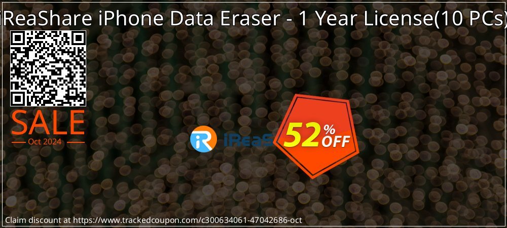 iReaShare iPhone Data Eraser - 1 Year License - 10 PCs  coupon on ​Coffee Day offering sales