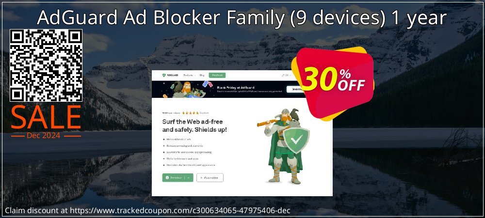 AdGuard Ad Blocker Family - 9 devices 1 year coupon on Christmas Card Day discounts