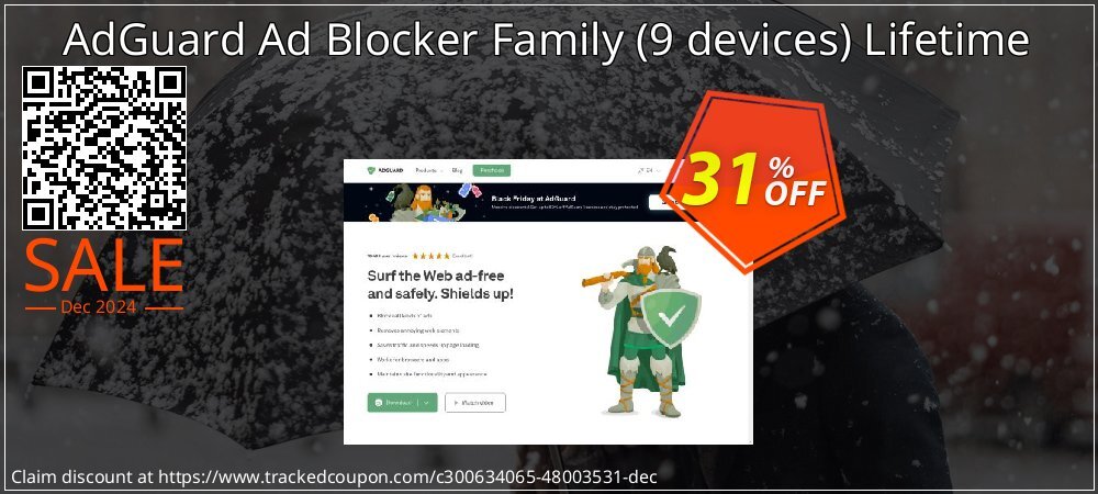 AdGuard Ad Blocker Family - 9 devices Lifetime coupon on Boxing Day discounts