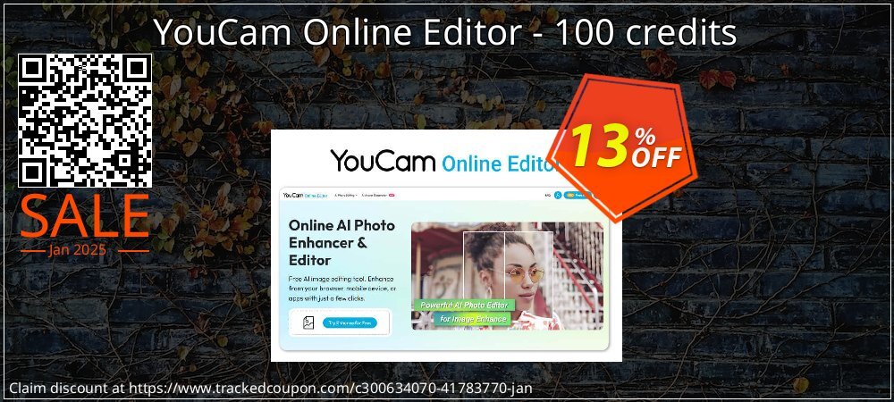 YouCam Online Editor - 100 credits coupon on Happy New Year offering sales