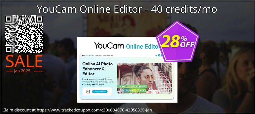 YouCam Online Editor - 40 credits/mo coupon on New Year's Day offer