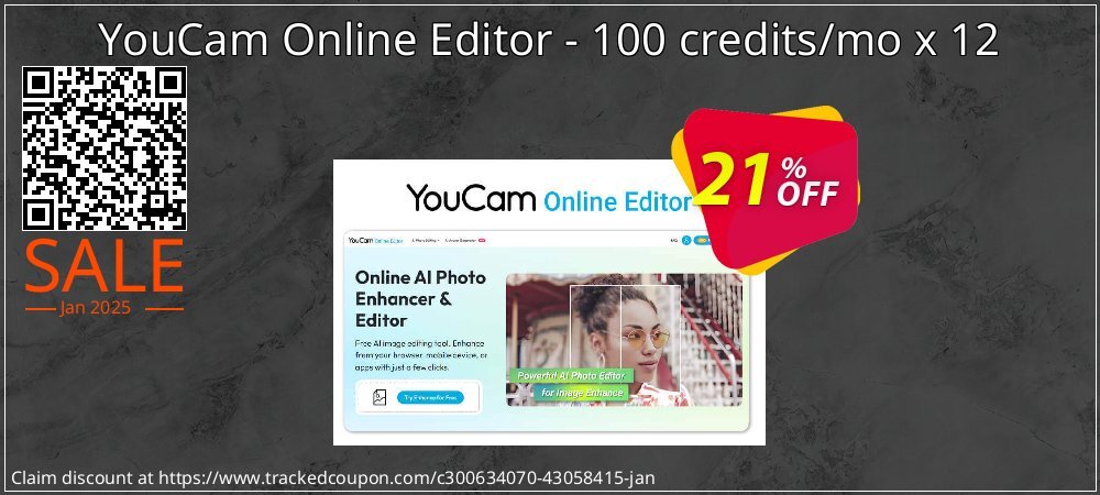 YouCam Online Editor - 100 credits/mo x 12 coupon on New Year's Weekend discounts