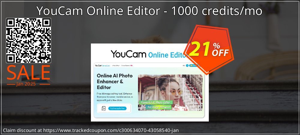 YouCam Online Editor - 1000 credits/mo coupon on Happy New Year super sale