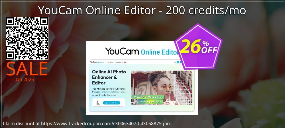 YouCam Online Editor - 200 credits/mo coupon on Martin Luther King Day promotions