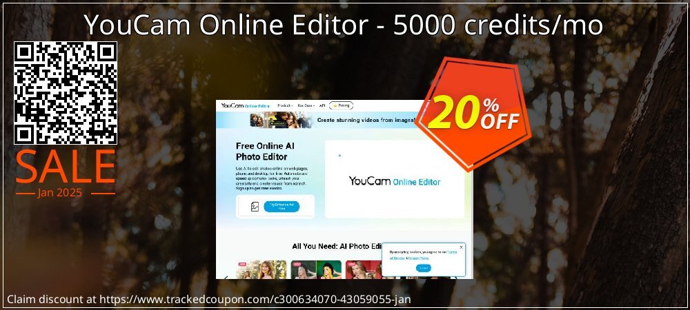 YouCam Online Editor - 5000 credits/mo coupon on New Year's Day promotions