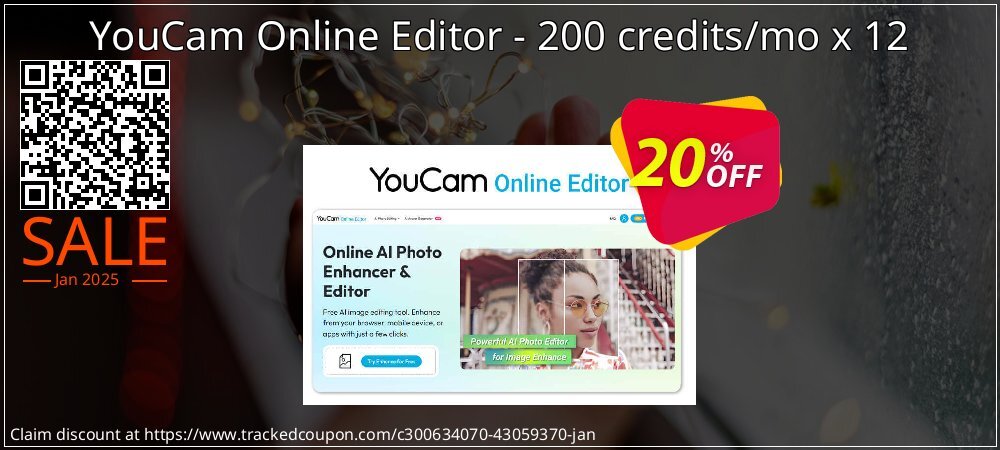 YouCam Online Editor - 200 credits/mo x 12 coupon on New Year's Day promotions