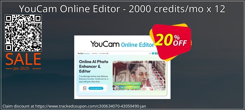 YouCam Online Editor - 2000 credits/mo x 12 coupon on Happy New Year offer