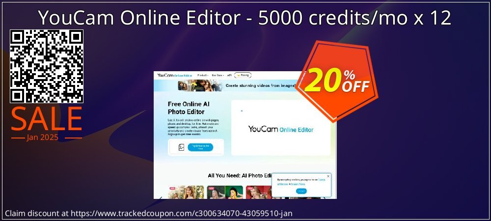 YouCam Online Editor - 5000 credits/mo x 12 coupon on New Year's Day offering discount