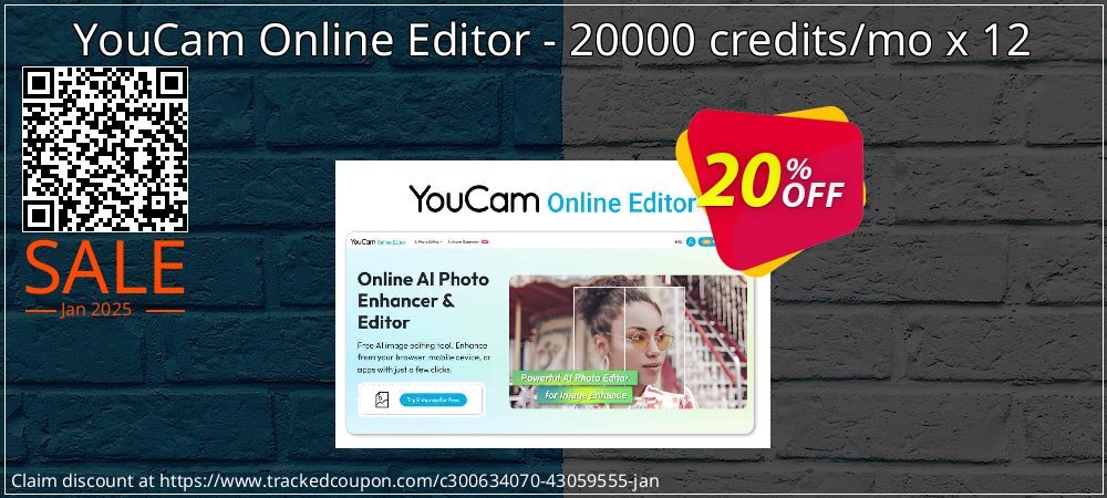 YouCam Online Editor - 20000 credits/mo x 12 coupon on Happy New Year offering discount