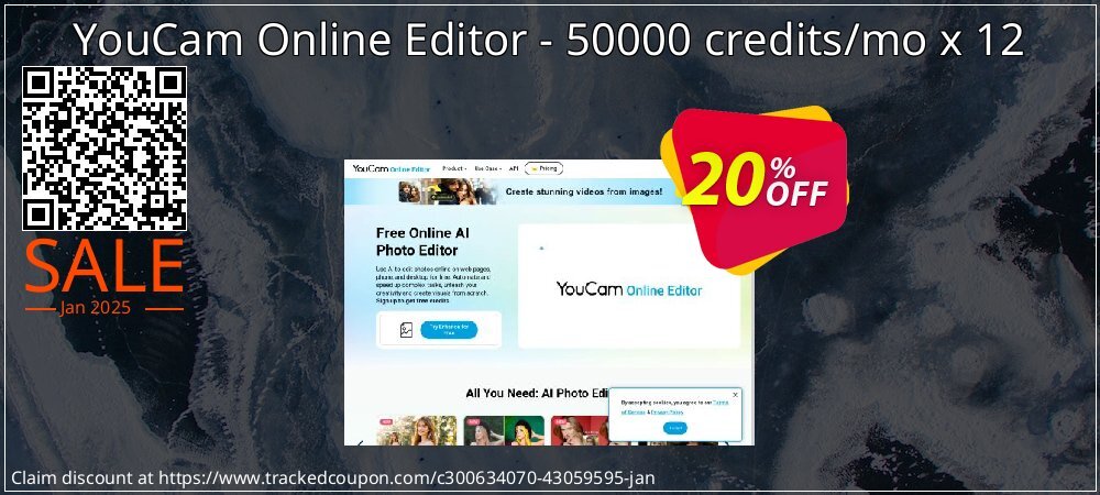 YouCam Online Editor - 50000 credits/mo x 12 coupon on Happy New Year promotions