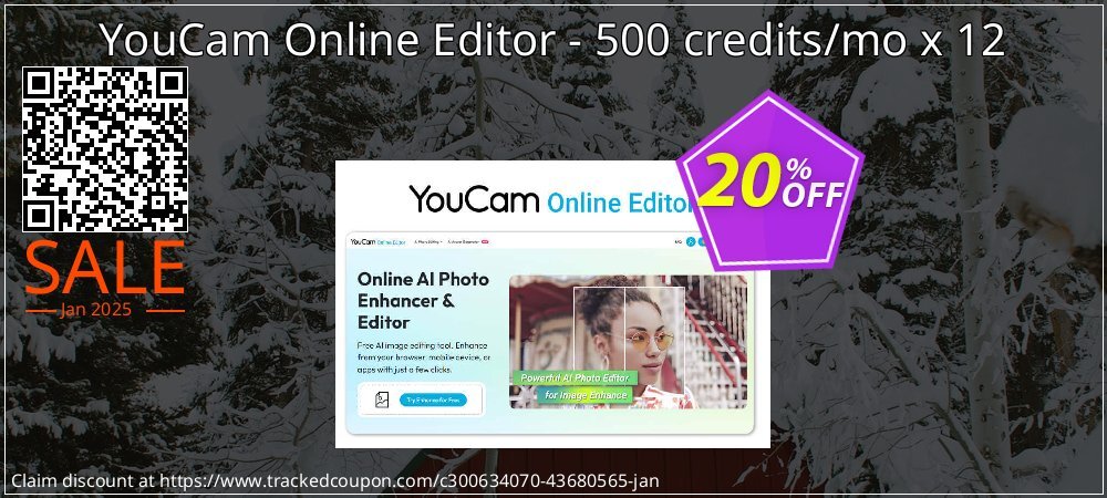 YouCam Online Editor - 500 credits/mo x 12 coupon on Happy New Year offering sales