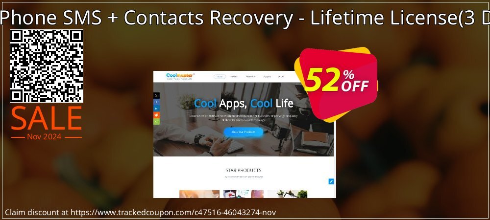 Coolmuster iPhone SMS + Contacts Recovery - Lifetime License - 3 Devices, 1 PC  coupon on World Hello Day promotions