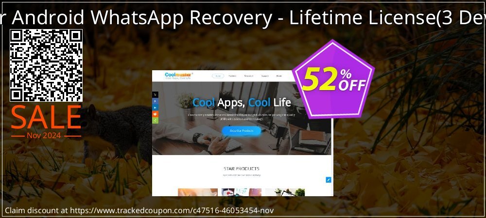 Coolmuster Android WhatsApp Recovery - Lifetime License - 3 Devices, 1 PC  coupon on Thanksgiving sales