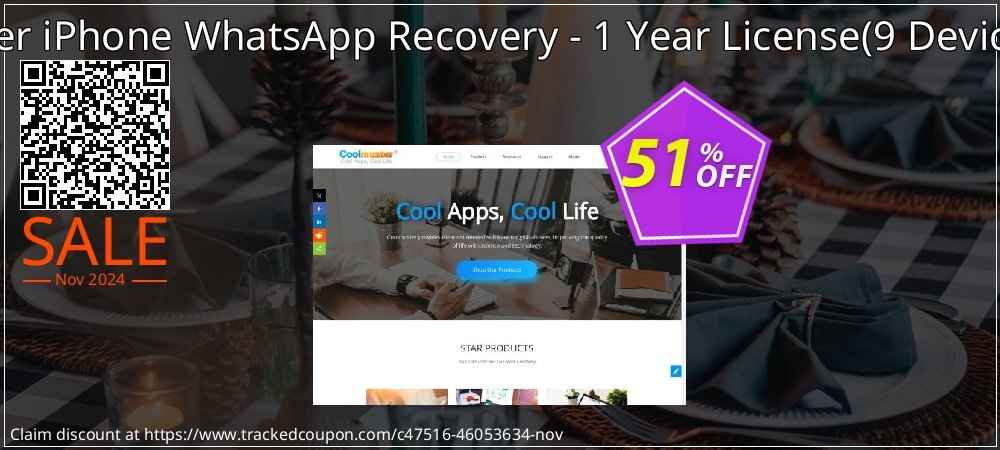 Coolmuster iPhone WhatsApp Recovery - 1 Year License - 9 Devices, 3 PCs  coupon on Melbourne Cup Day sales