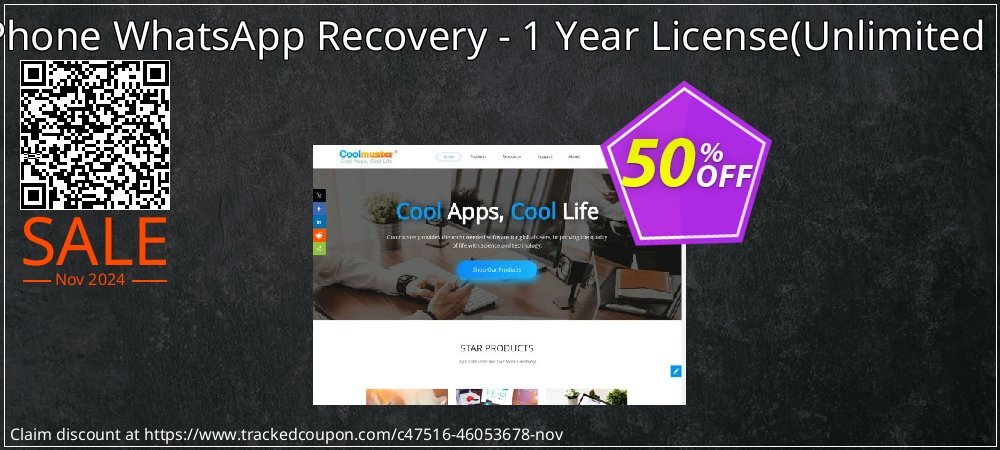 Coolmuster iPhone WhatsApp Recovery - 1 Year License - Unlimited Devices, 1 PC  coupon on Melbourne Cup Day promotions