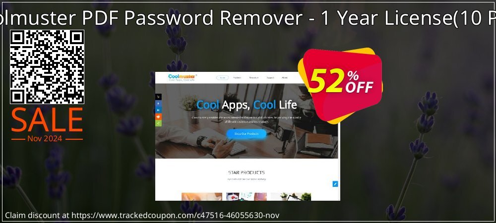 Coolmuster PDF Password Remover - 1 Year License - 10 PCs  coupon on All Saints' Day discounts