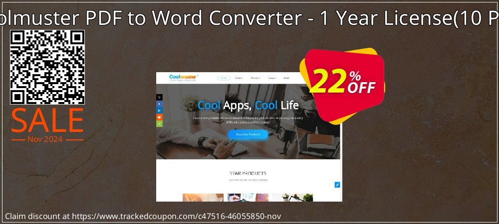 Coolmuster PDF to Word Converter - 1 Year License - 10 PCs  coupon on All Saints' Day offer