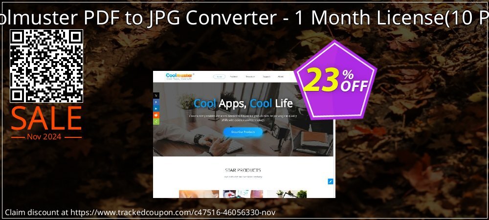 Coolmuster PDF to JPG Converter - 1 Month License - 10 PCs  coupon on National Recycling Day offering sales