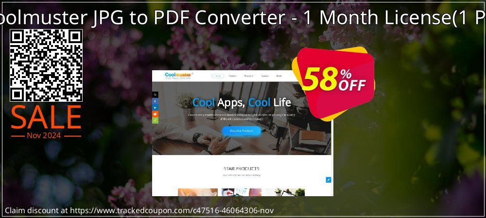 Coolmuster JPG to PDF Converter - 1 Month License - 1 PC  coupon on World Hello Day discounts