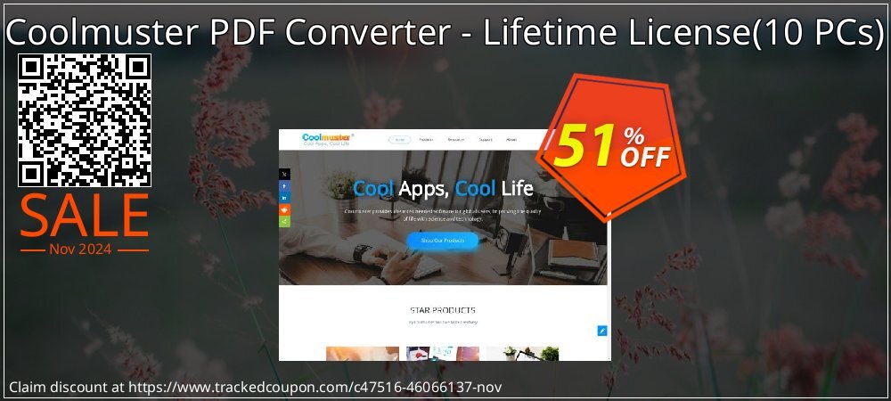 Coolmuster PDF Converter PRO - Lifetime License - 10 PCs  coupon on Thanksgiving offer