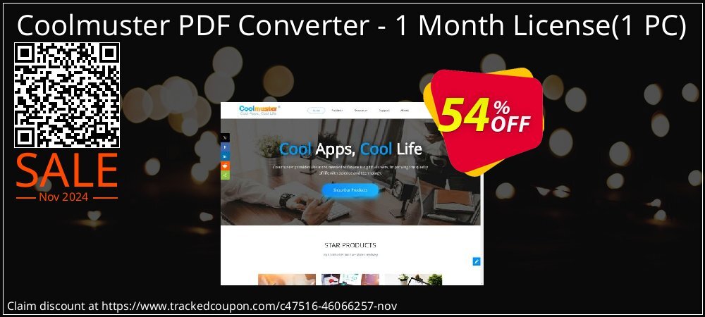 Coolmuster PDF Converter PRO - 1 Month License coupon on Black Friday offering sales