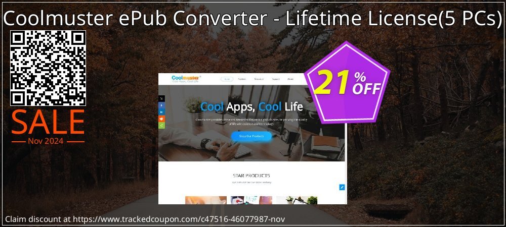 Coolmuster ePub Converter - Lifetime License - 5 PCs  coupon on American Football Day promotions