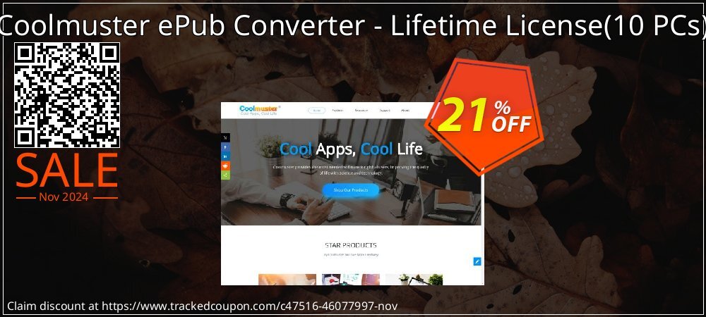 Coolmuster ePub Converter - Lifetime License - 10 PCs  coupon on All Souls Day sales