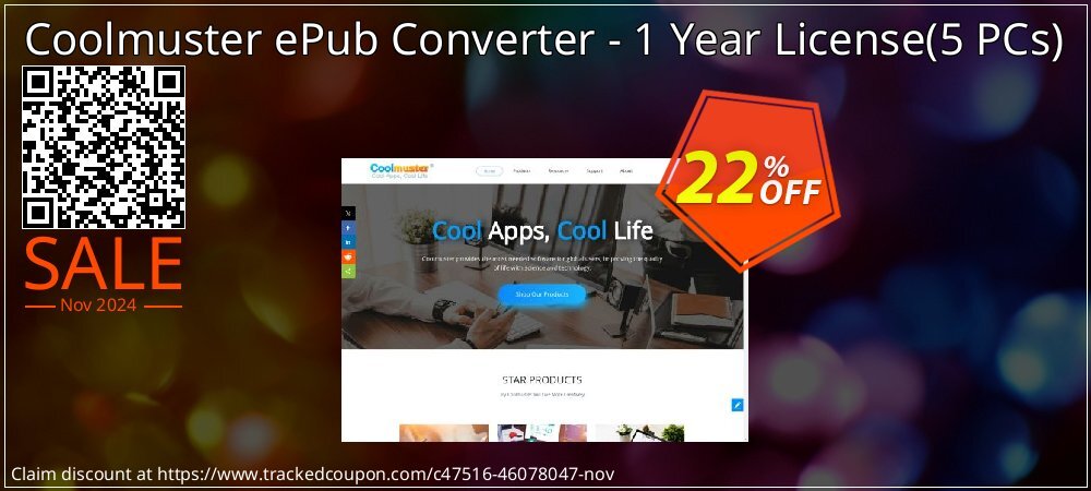 Coolmuster ePub Converter - 1 Year License - 5 PCs  coupon on Cyber Monday offering sales