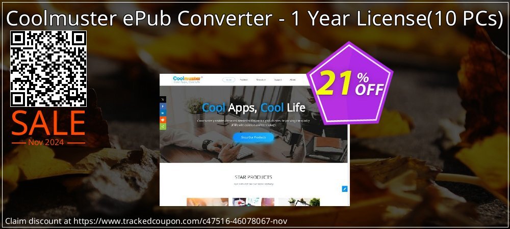 Coolmuster ePub Converter - 1 Year License - 10 PCs  coupon on World Hello Day discounts