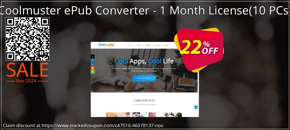 Coolmuster ePub Converter - 1 Month License - 10 PCs  coupon on Black Friday offering sales