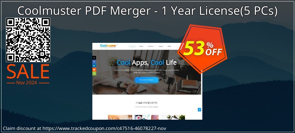 Coolmuster PDF Merger - 1 Year License - 5 PCs  coupon on Thanksgiving Day offering sales