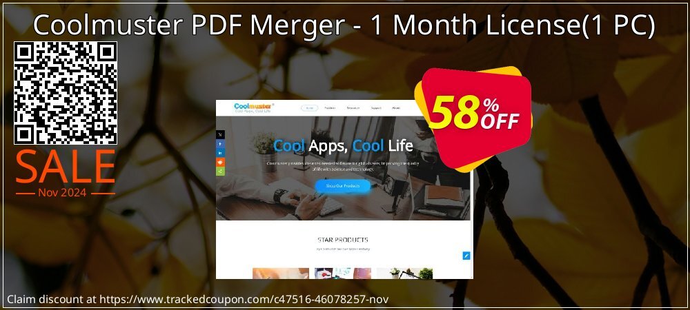 Coolmuster PDF Merger - 1 Month License - 1 PC  coupon on All Saints' Day promotions