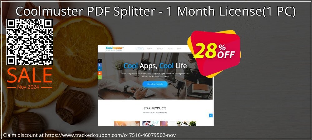 Coolmuster PDF Splitter - 1 Month License - 1 PC  coupon on Thanksgiving offer