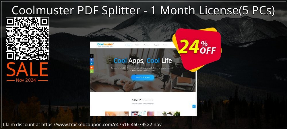 Coolmuster PDF Splitter - 1 Month License - 5 PCs  coupon on All Saints' Day offering discount