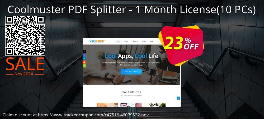 Coolmuster PDF Splitter - 1 Month License - 10 PCs  coupon on Cyber Monday offering sales