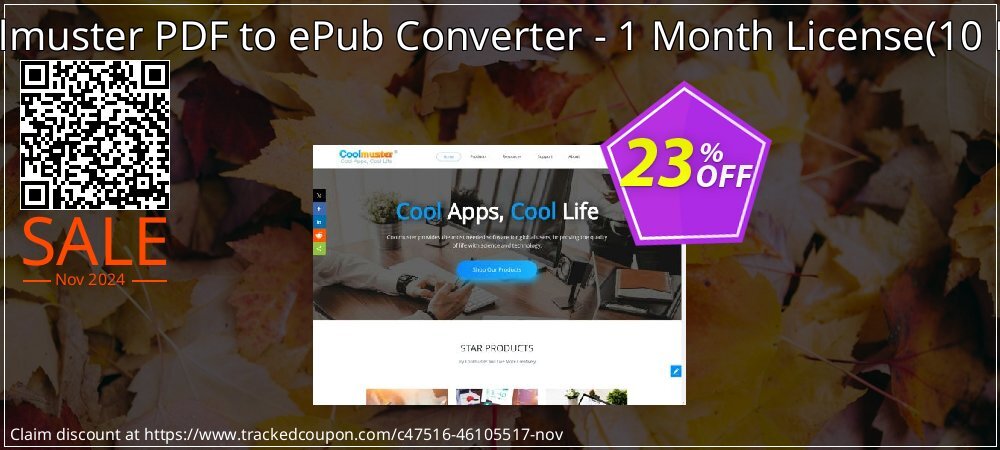 Coolmuster PDF to ePub Converter - 1 Month License - 10 PCs  coupon on Thanksgiving discounts