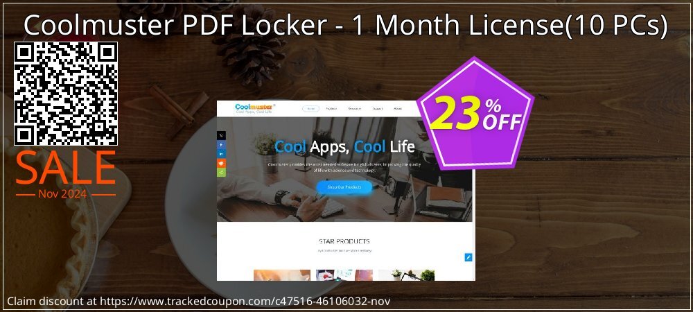 Coolmuster PDF Locker - 1 Month License - 10 PCs  coupon on All Saints' Day sales