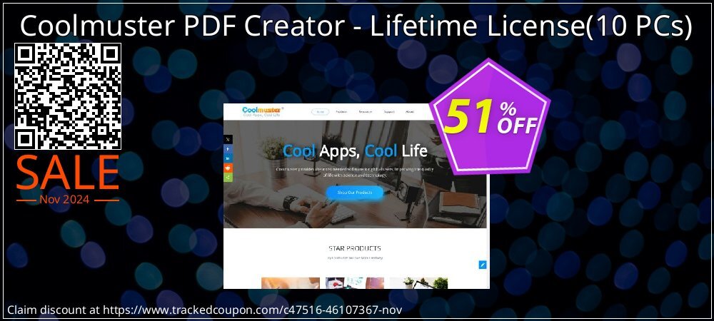 Coolmuster PDF Creator - Lifetime License - 10 PCs  coupon on All Souls Day discount