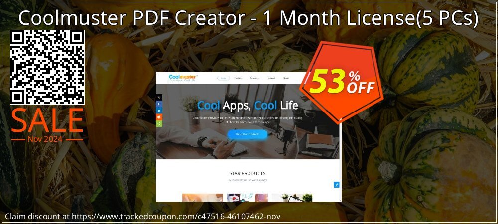 Coolmuster PDF Creator - 1 Month License - 5 PCs  coupon on All Saints' Day promotions