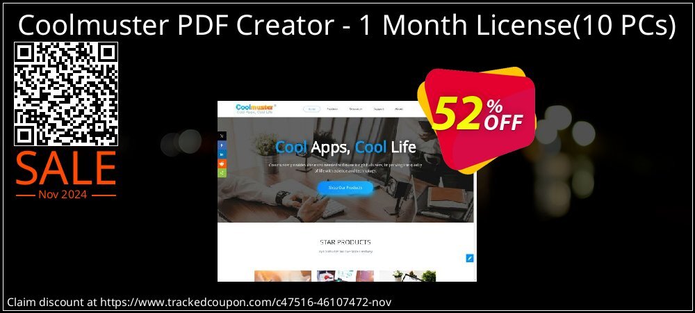 Coolmuster PDF Creator - 1 Month License - 10 PCs  coupon on Cyber Monday sales